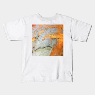 abstract industrial grunge grey and yellow rusted metal Kids T-Shirt